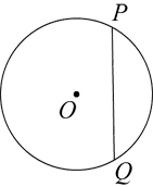 Circle with centre labelled O and line segment labelled PQ. Detail in definition above.